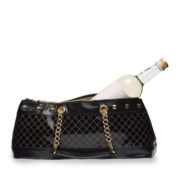 Wild Eye Faux Leather 3-In-1 Insulated Black & Gold Studded Freezer Hand Bag - Picture 1 of 15